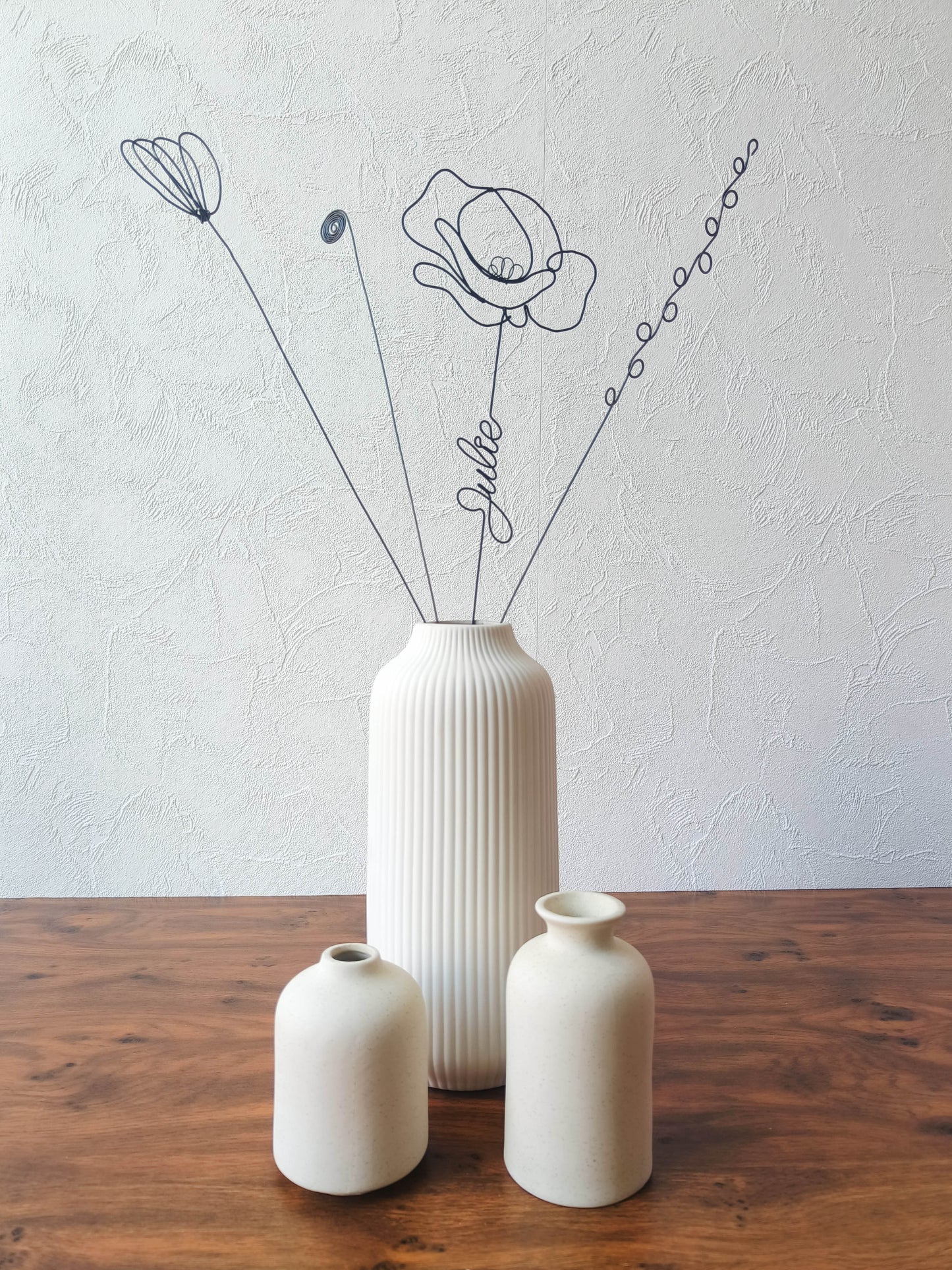Vorname aus echtem anpassbarem Draht, Mohn aus geglühtem Draht, personalisierte Blume, Wanddekoration, Drahtblume, Mohn
