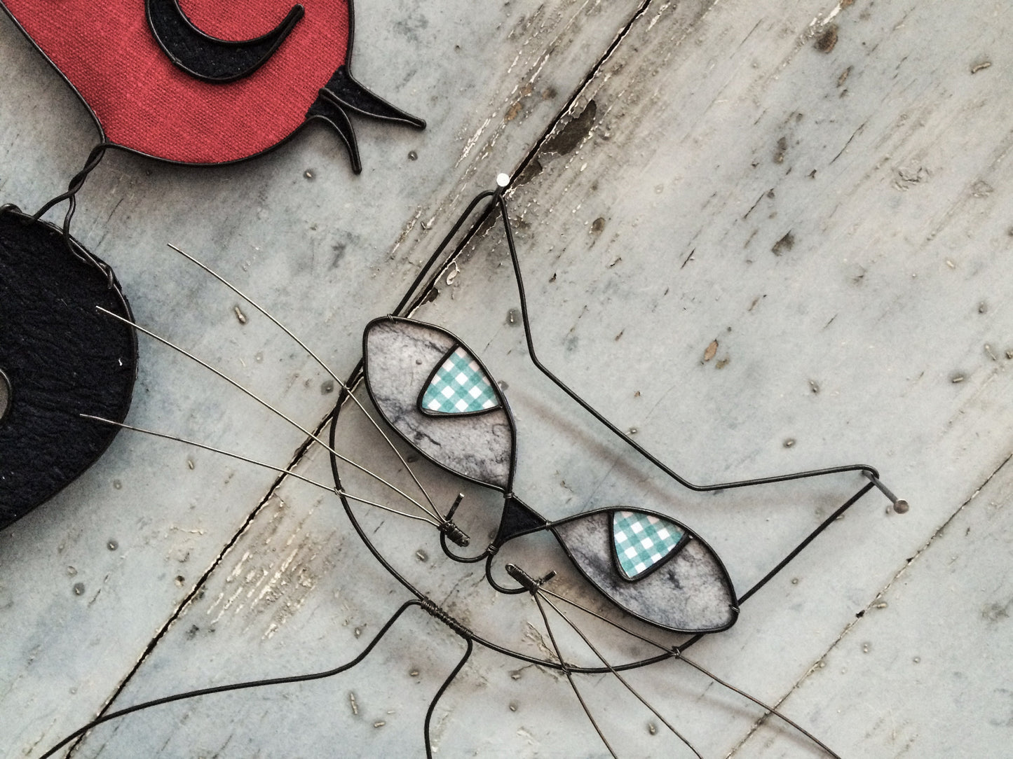 Chat fil de fer recuit, décoration murale, oiseau fil de fer, phrase décorative, mot, citation, déco nature, décoration rétro, wire