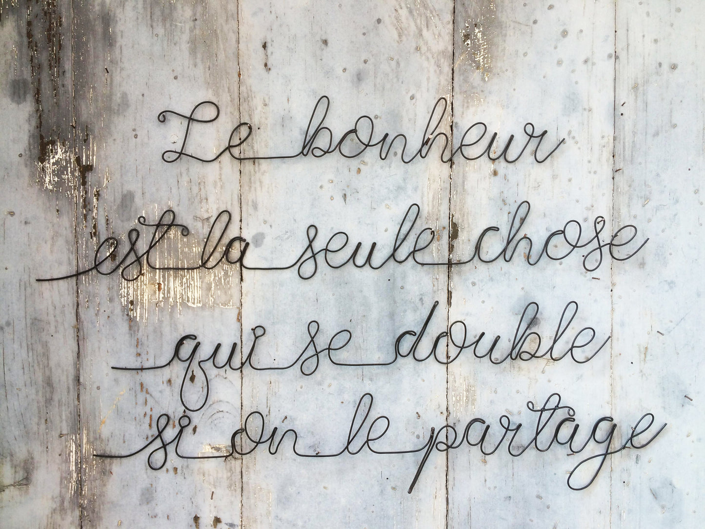 Wandzitat aus geglühtem Draht Glück, Drahtsatz, Glück, Wandaufkleber, Türschild, Wohnzimmerdekoration aus Metall