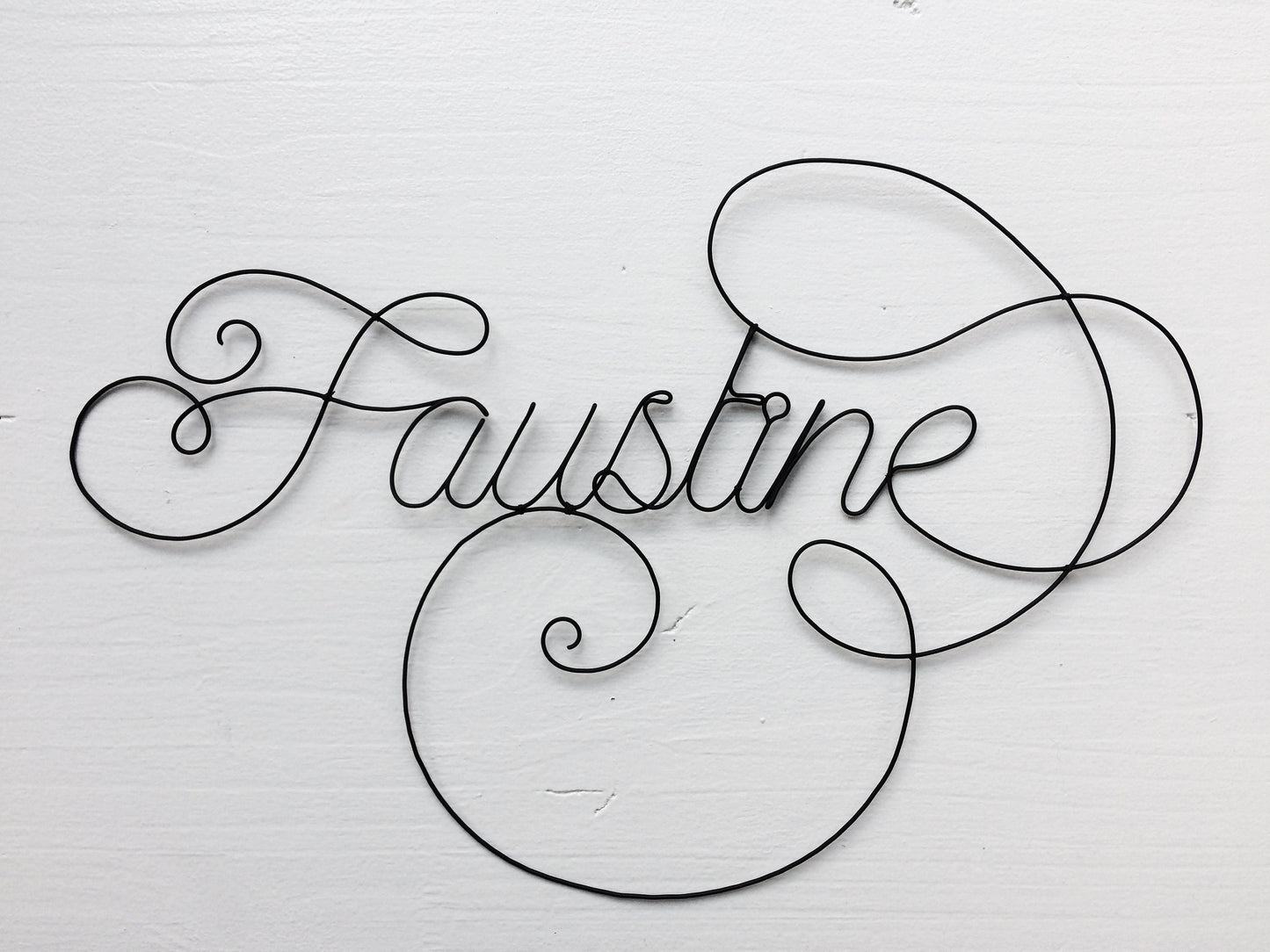 Prénom fil de fer, prénom personnalisable, Faustine, prénom bébé, décoration murale chambre, plaque de porte, cadeau naissance, baptême