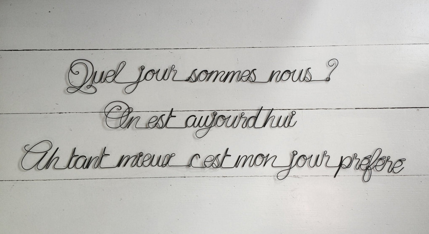 Drahtwandsatz, Drahtwort, Wanddekoration, Zitat, Türschild, Geschenkidee, Gedicht, poetische Dekoration, Aufkleber