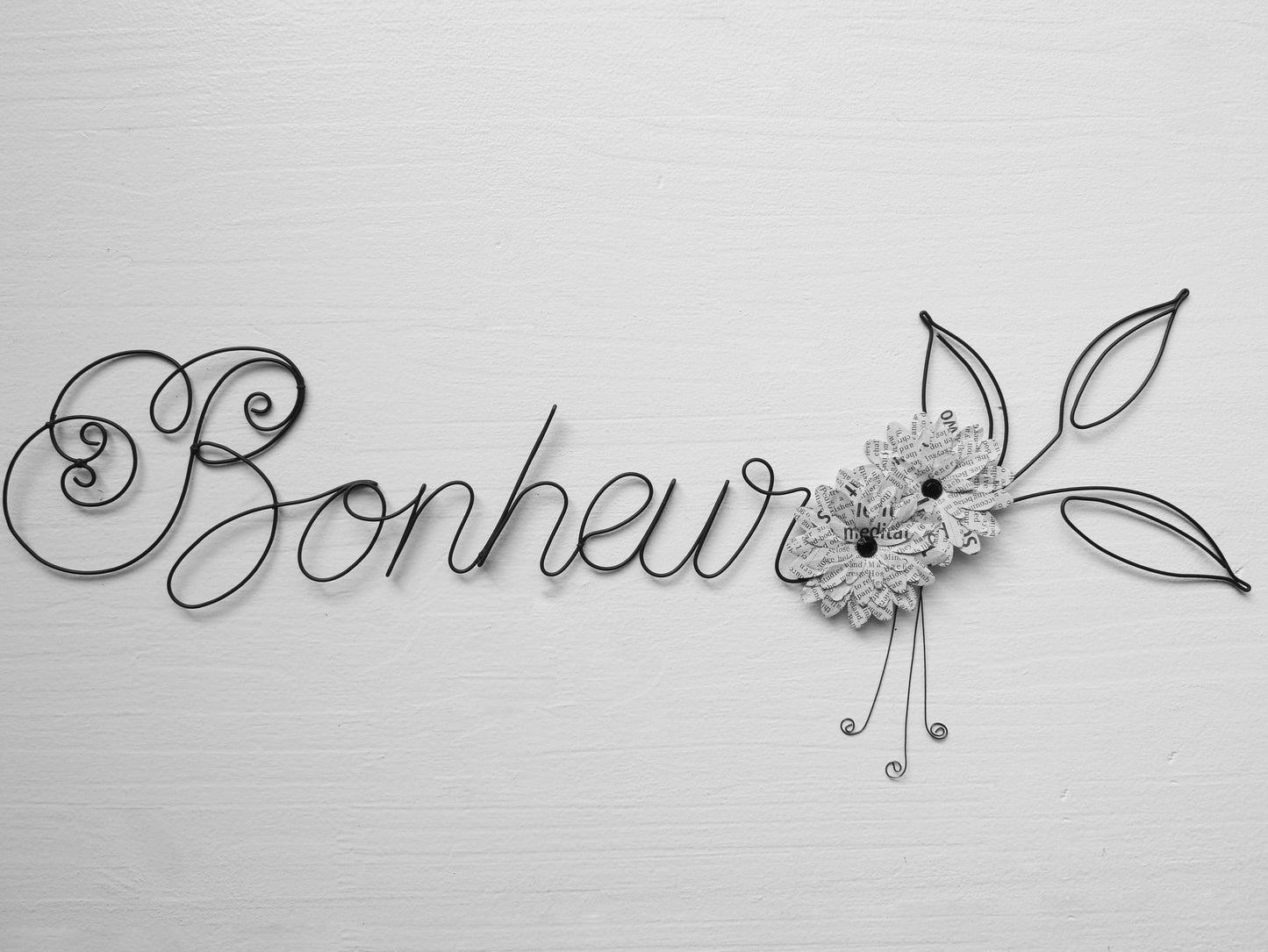 Customizable wire word, customizable first name, door plaque, word happiness, annealed wire wall decoration, paper flower,