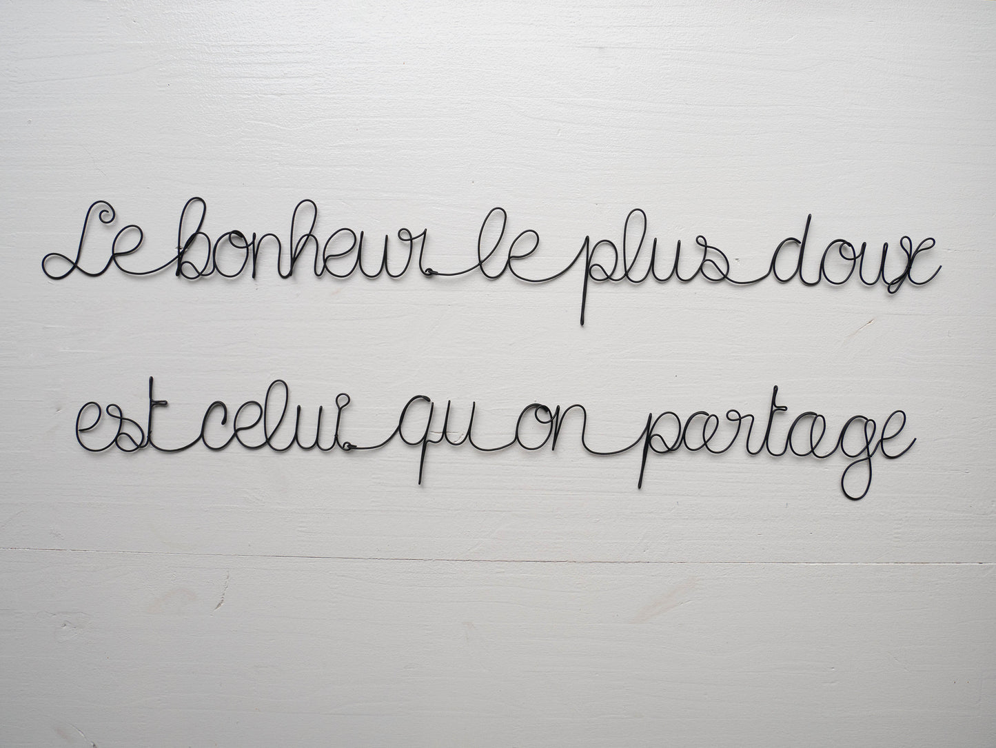 Satz aus Draht, Zitat aus geglühtem Draht, Wort aus Draht, Wanddekoration, Glück, Türschild, Geschenkidee, Glück
