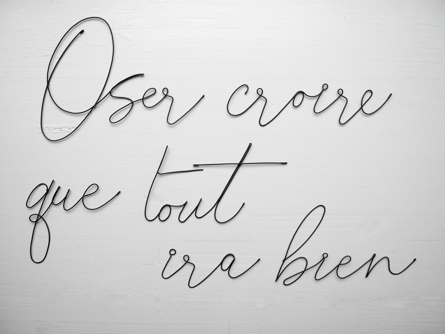 Quote in real annealed wire, wire phrase, wire word, wall decoration, happiness, door plaque, gift idea