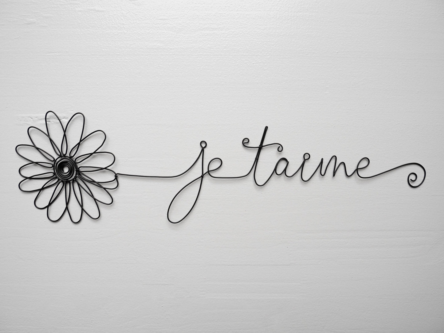 Fleur fil de fer je t'aime prénom personnalisable, mot personnalisable fil de fer recuit, fleur décoration murale, déco nature, marguerite