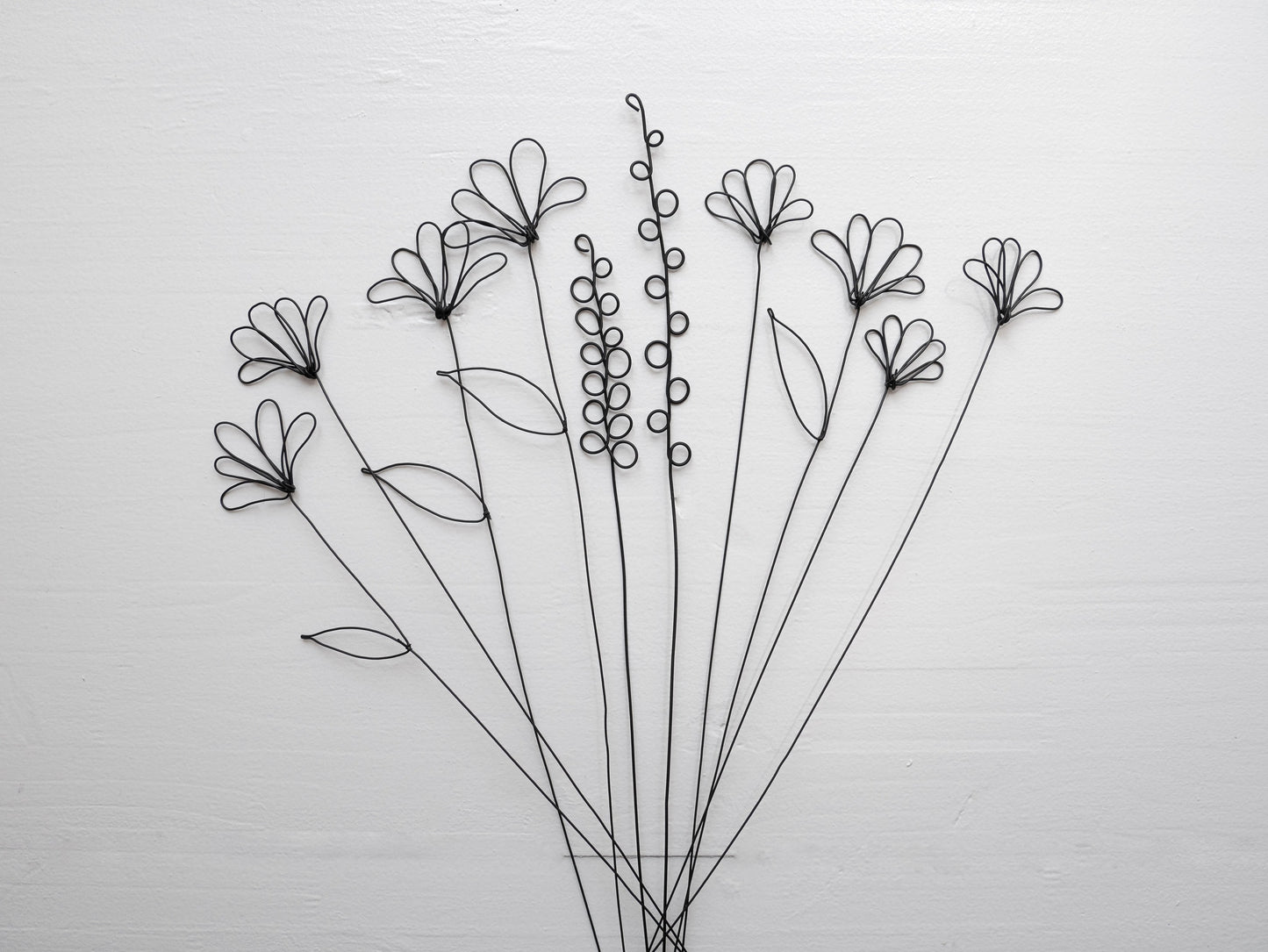 Bouquet de 22 fleurs en fil de fer recuit fleurs sauvages des champs, fleur fil de fer, décoration floral, bohème nature, herbes, graines