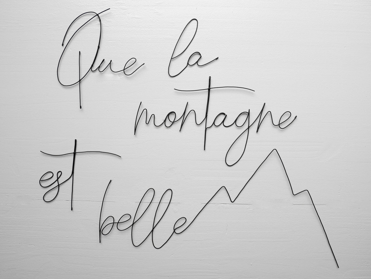 Wandsatz aus Draht, Glück, Satz aus Draht, Zitat aus Draht, Wanddekoration aus Draht, Türschild aus Metall, Chalet-Dekor