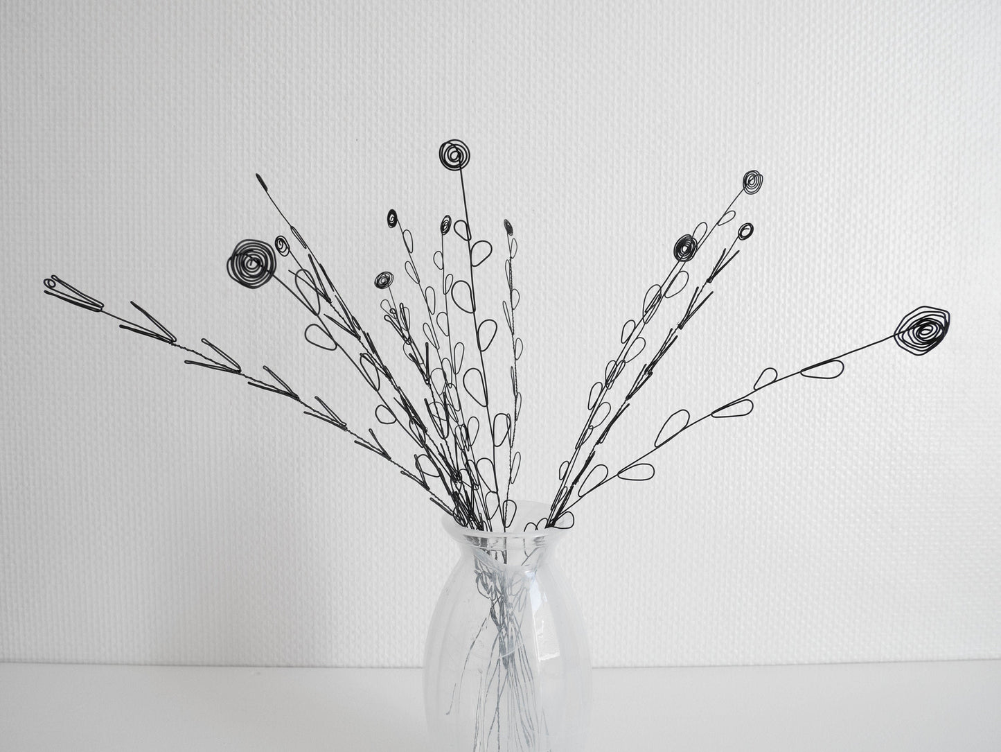 Bouquet de fleurs en fil de fer recuit 15 fleurs et herbes sauvage des champs, décoration floral, déco bohème nature, herbes, graines