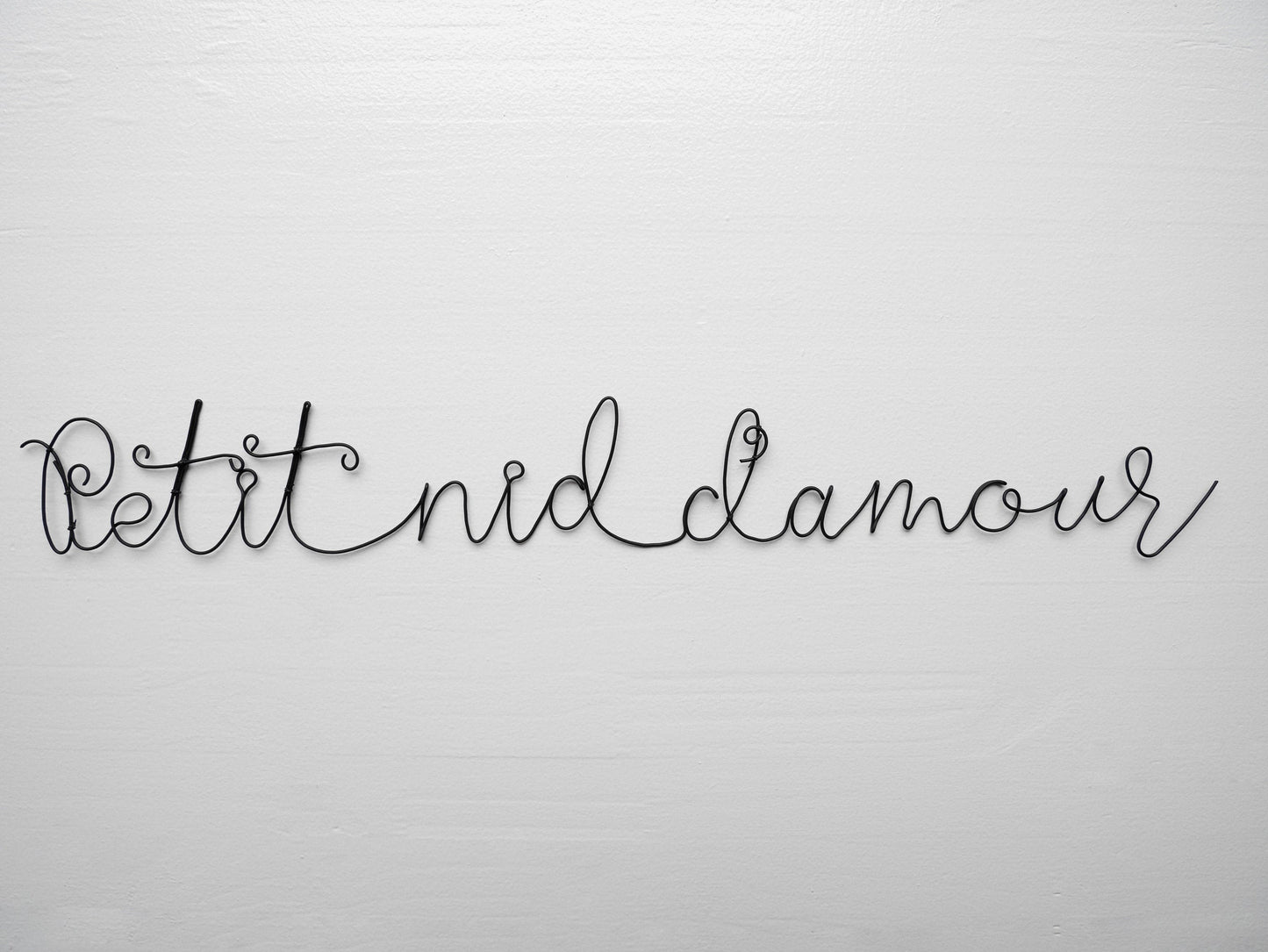 Phrase aus echtem geglühtem Draht, Kleines Liebesnest, Drahtzitat, Wanddekoration zu Hause, Dekoration, Gedicht, Nest, Liebespaar-Thema