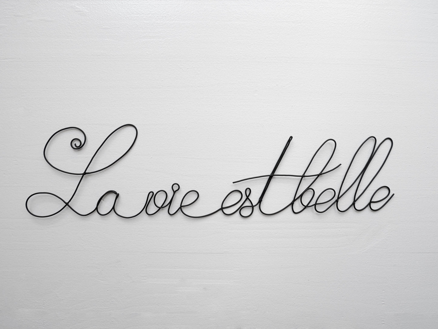 Phrase geglühter Draht: Das Leben ist schön, Wort in geglühtem Draht, Schrift geglühter Draht, Nachricht, Zitat geglühter Draht, Dekoration