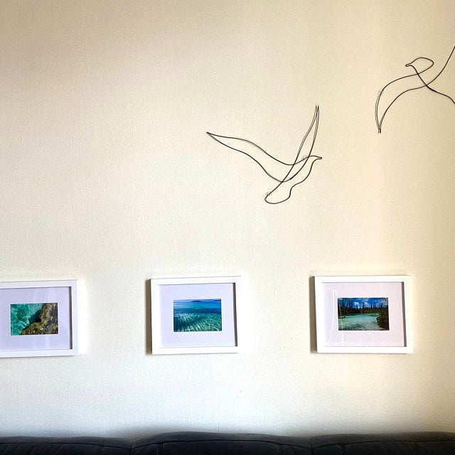 2er-Set Drahtvögel, Drahtvogel, Drahtmöwe, Drahtwand, Naturdekoration, Vogelsilhouette, Eisenmöwe