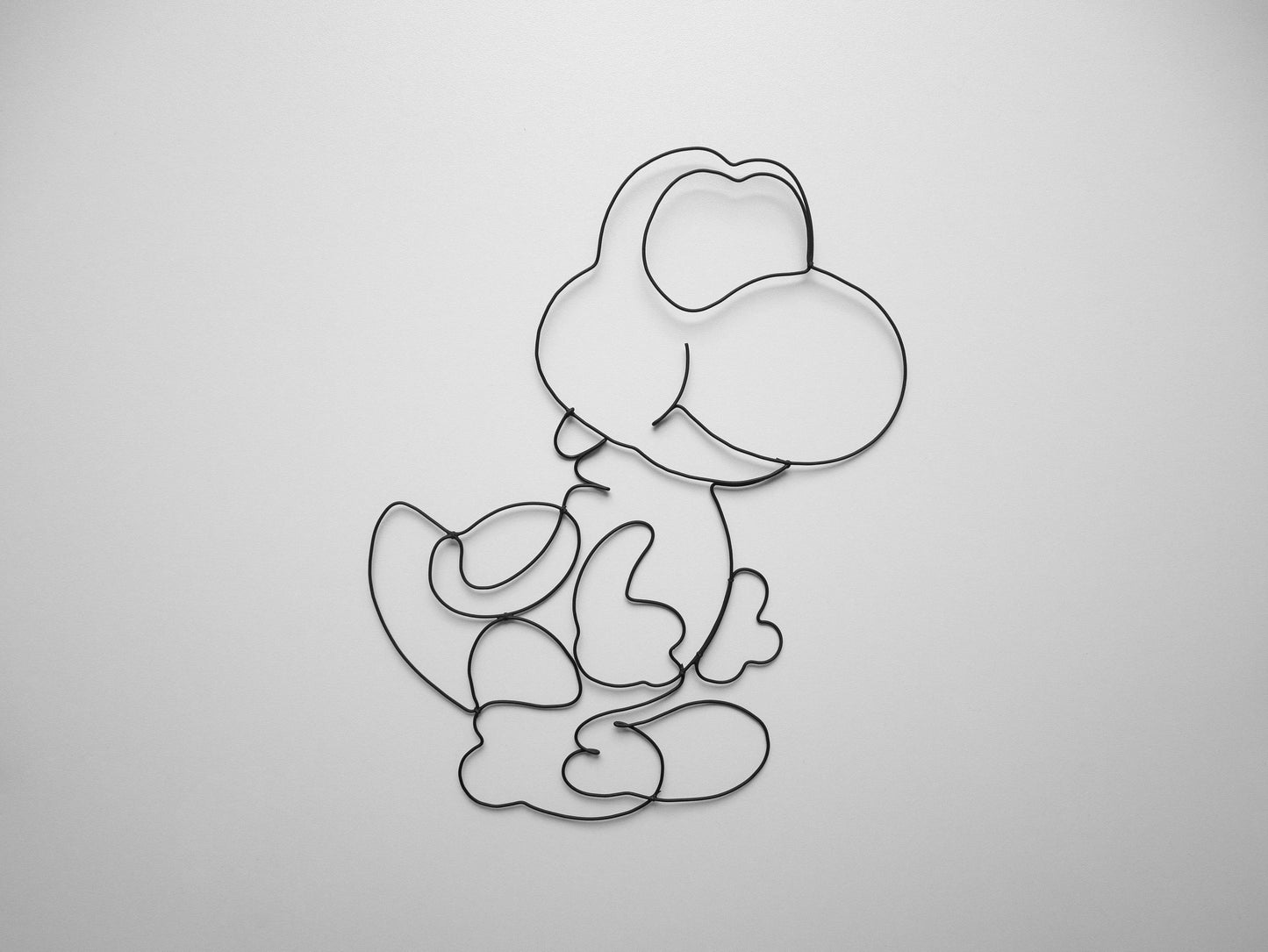Yoshi aus geglühtem Draht, Mario Bros-Silhouette, Wanddekoration aus Metall, Zitat aus Draht, Dekoration für Videospiele, Nintendo, Skulptur