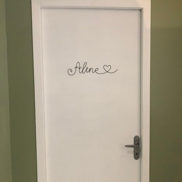 Prénom fil de fer recuit, prénom personnalisable, Gabriel avec coeur, prénom enfant, décoration murale, chambre d'enfant, plaque de porte