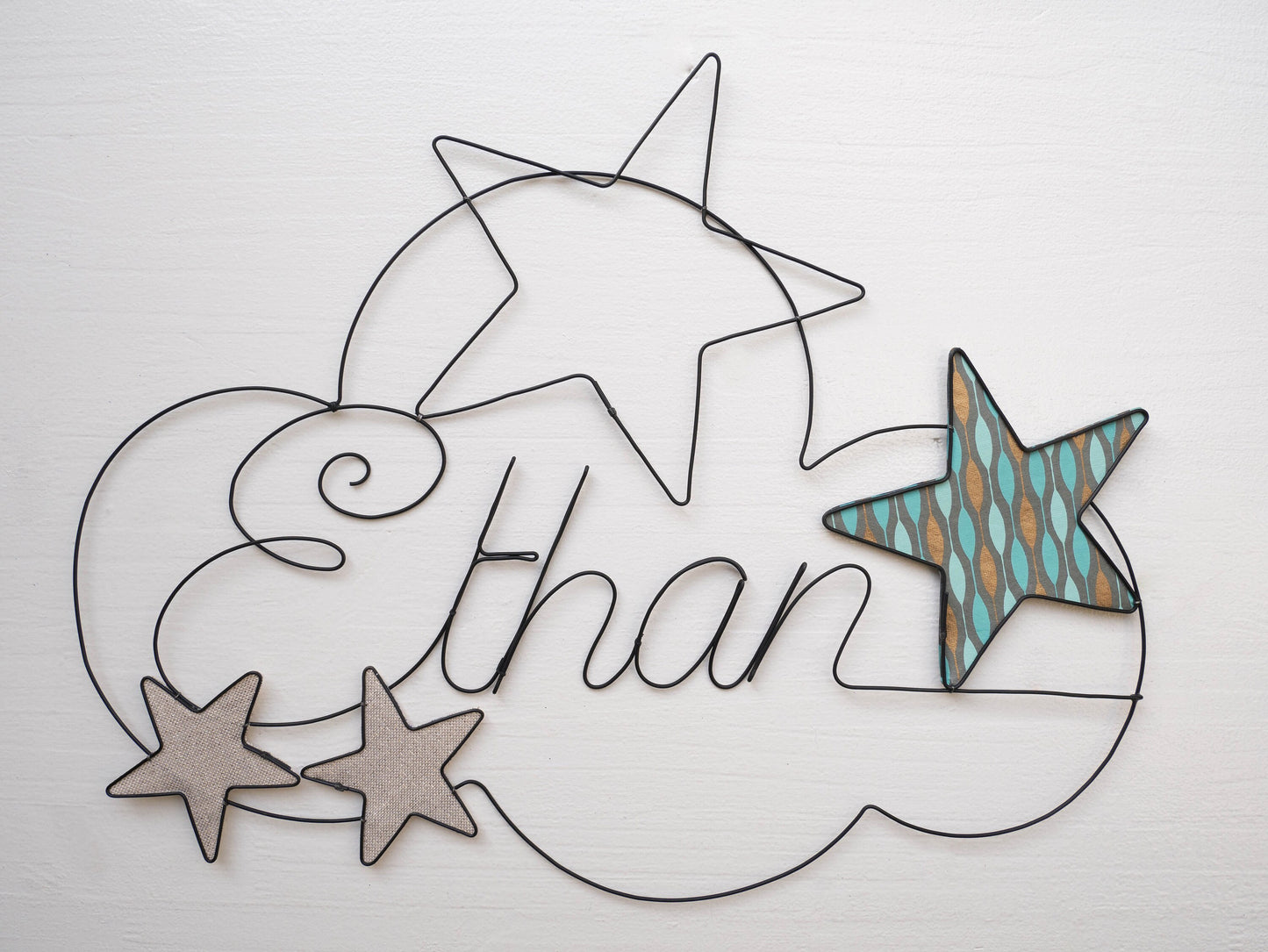 Prénom nuage personnalisable en fil de fer, décoration chambre d'enfant, décoration sticker murale, cadeau de naissance, plaque de porte