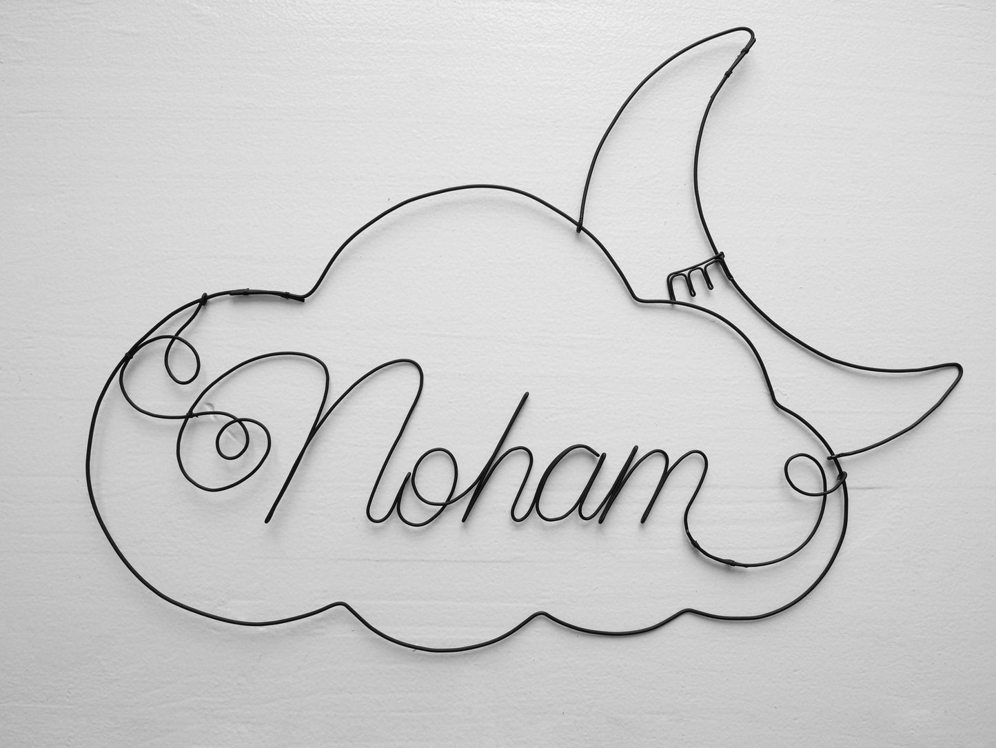 Prénom fil de fer personnalisable, prénom fil de fer nuage lune, décoration murale pour chambre d'enfant, cadeau enfant, cadeau de naissance