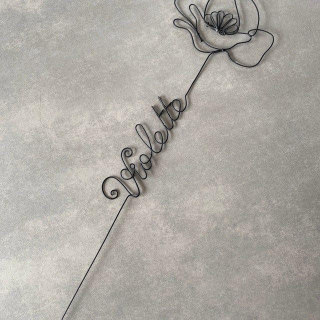 Fleur fil de fer coquelicot prénom fil de fer personnalisable, mot personnalisable avec fleur, décoration murale photo de famille