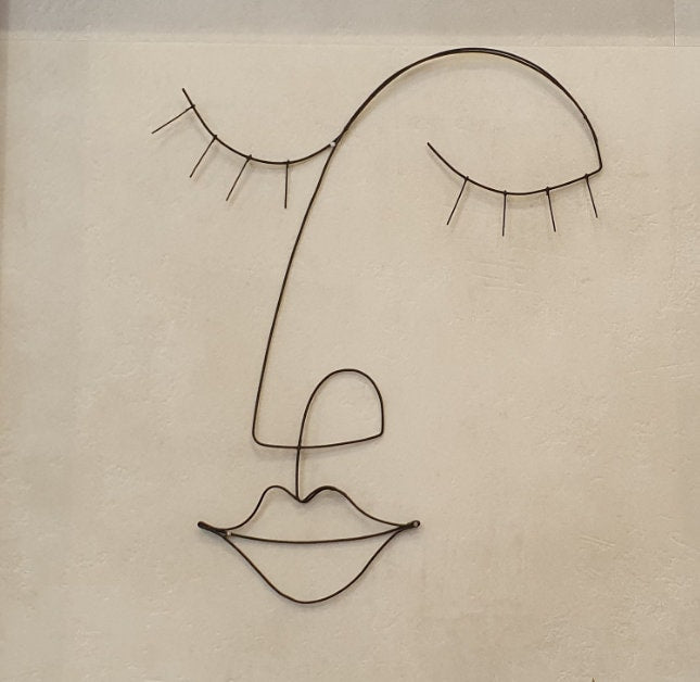 Visage style Picasso, décoration murale visage filaire, silhouette femme métal, femme, collection Picasso, visage abstrait