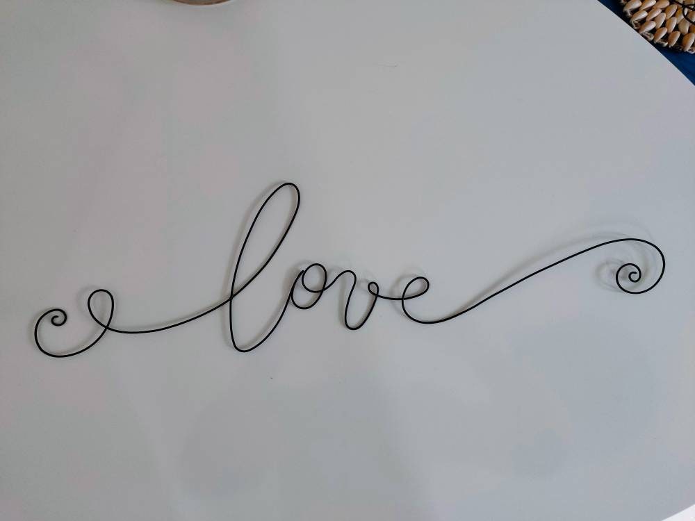 Wire word LOVE, metal phrase, first name in wire, wall decoration, letter, door plaque, gift idea, wire word, sculpture