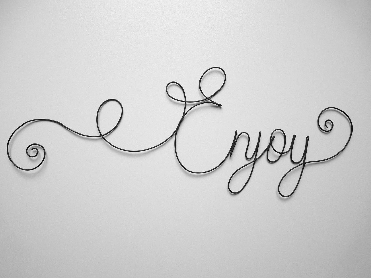 Word enjoy in annealed wire, wire message, wall phrase, home interior decoration, customizable word, door plaque