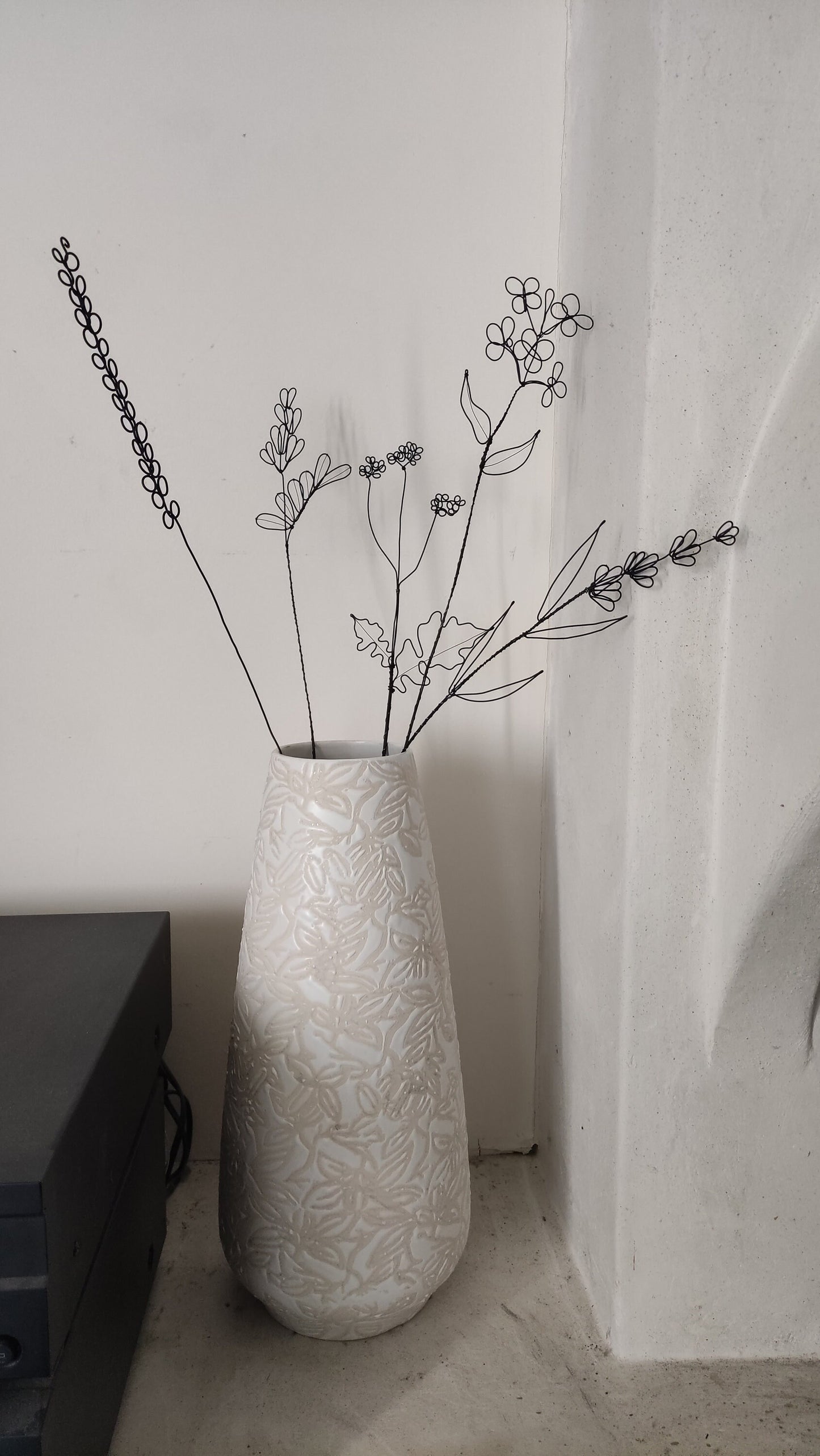 Bouquet de 5 fleurs en fil de fer recuit fleurs vase floral, décoration floral, déco bohème nature, coquelicot, cadeau mariage, nature