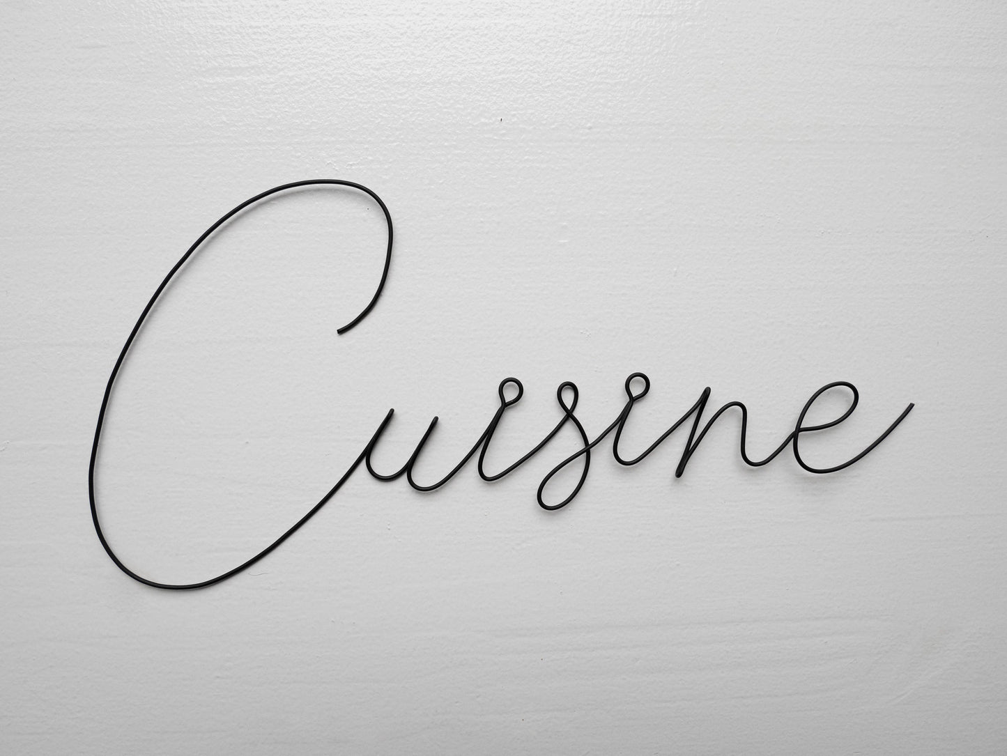 Küchendekoration aus geglühtem Draht, Türschild, Wort aus Draht, Satz, Schrift, Zitat, Skulptur aus geglühtem Draht