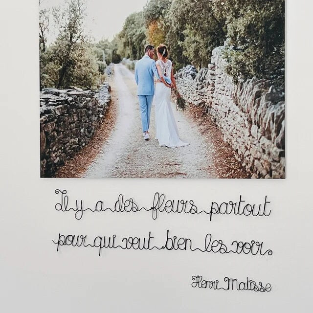 Quote real annealed wire, Henri Matisse quote, home wall decoration, wall sculpture, message in annealed wire