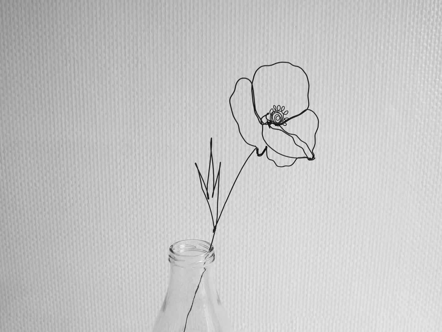 Fleur fil de fer coquelicot fleur en fil de fer recuit, décoration murale floral, décoration bohème nature, bouquet de fleurs, cadeau