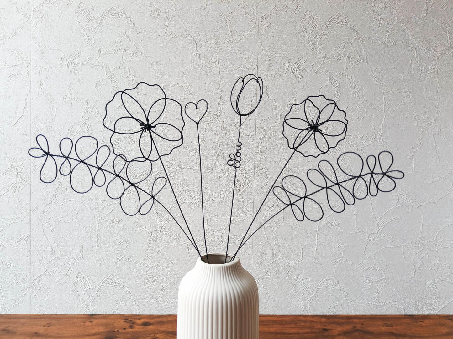 Fleurs en véritable fil de fer, bouquet de fleurs personnalisées, déco de table fil de fer, prénoms personnalisés, garantie à vie, cadeau