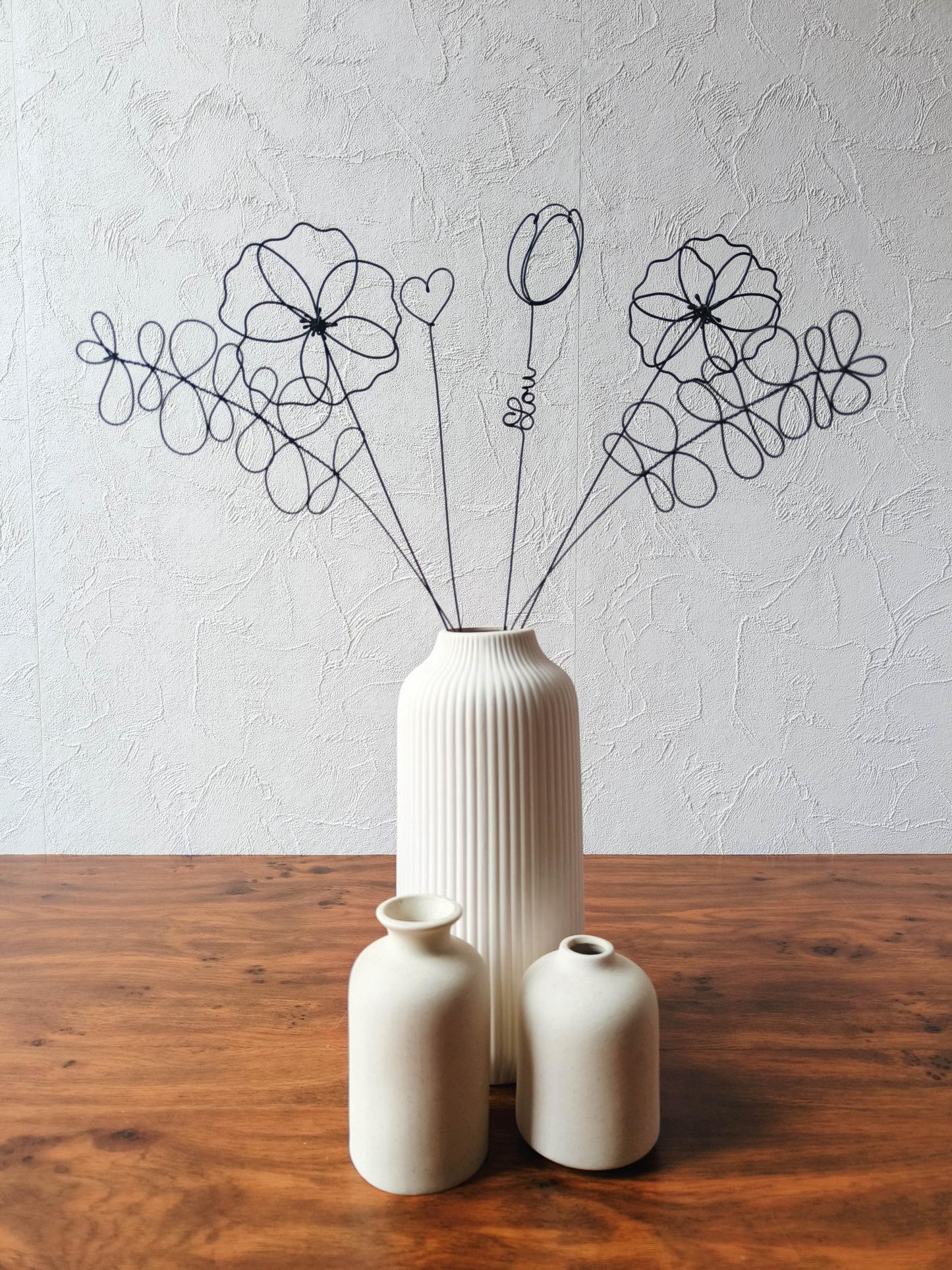 Fleurs en véritable fil de fer, bouquet de fleurs personnalisées, déco de table fil de fer, prénoms personnalisés, garantie à vie, cadeau