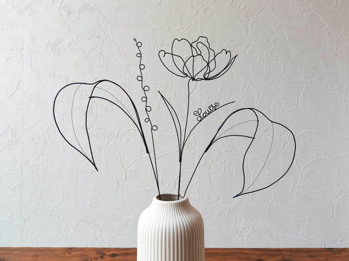 Fleurs en véritable fil de fer, bouquet de fleurs personnalisées, déco de table fil de fer, prénoms personnalisés, garantie à vie, cadeau