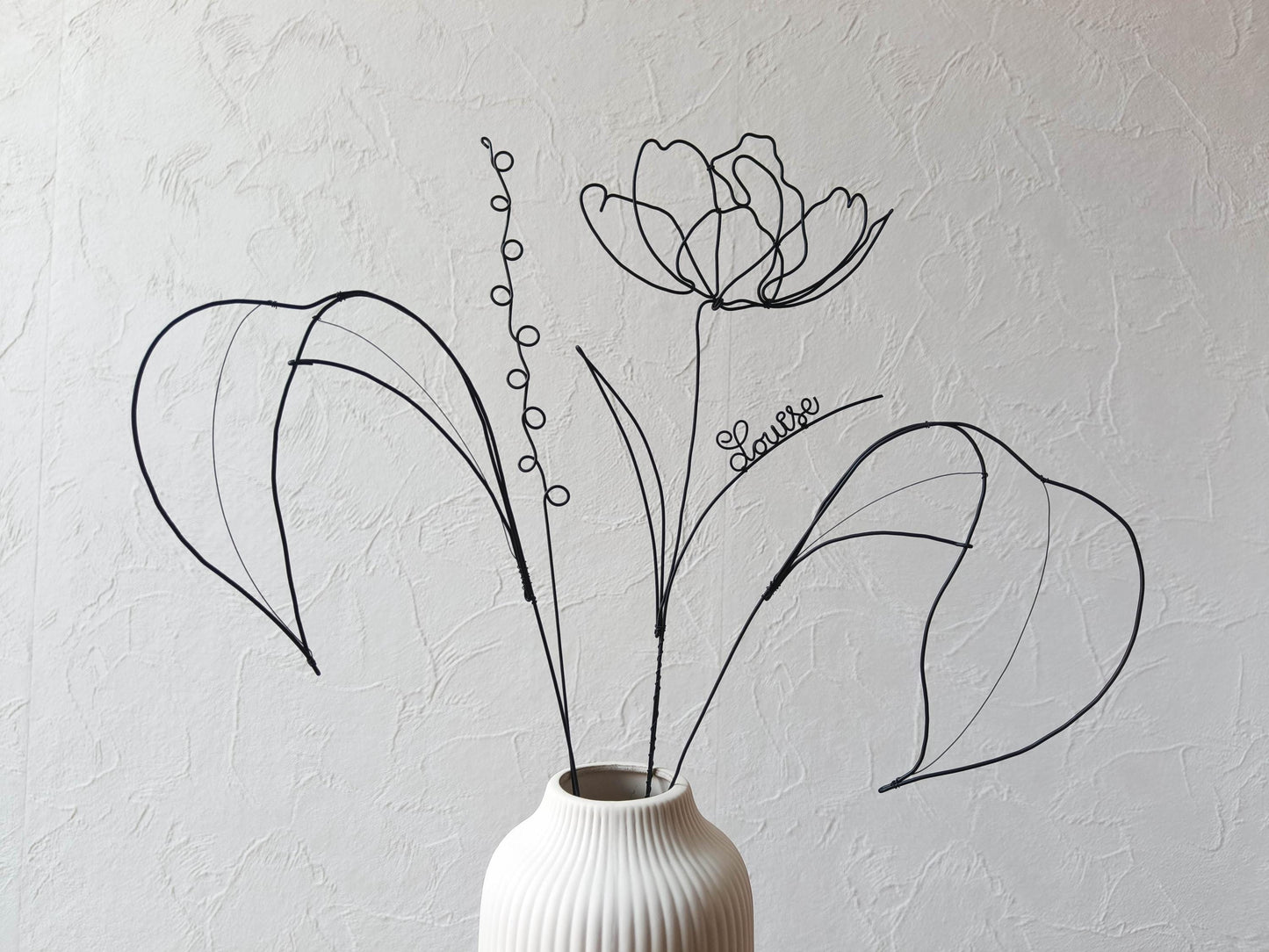 Fleurs en véritable fil de fer, bouquet de fleurs personnalisées, déco de table fil de fer, prénoms personnalisés, garantie à vie, cadeau