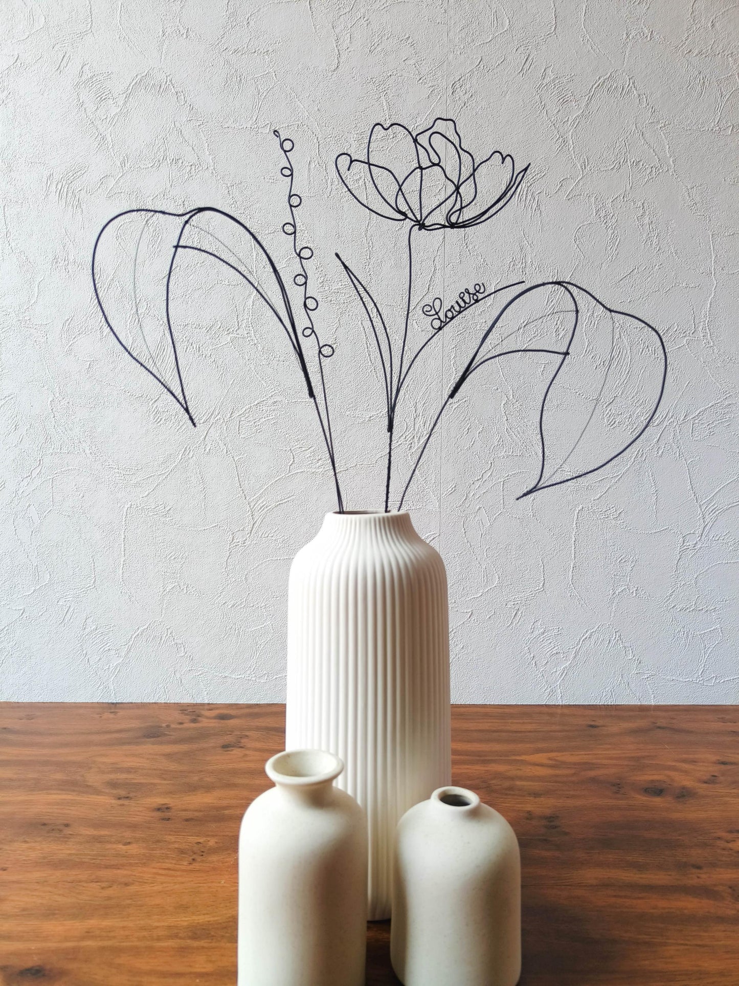 Fleurs en véritable fil de fer, bouquet de fleurs personnalisées, déco de table fil de fer, prénoms personnalisés, garantie à vie, cadeau