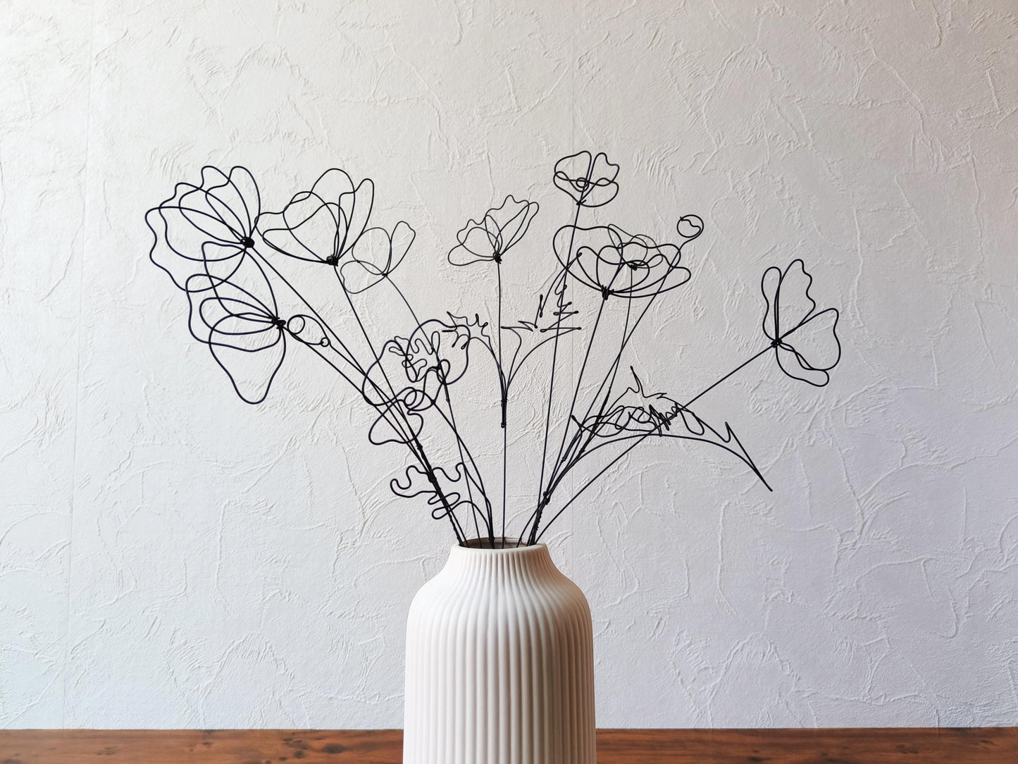 Bouquet de 11 fleurs en véritable fil de fer recuit coquelicot sauvage, décoration floral fil de fer, déco bohème nature, cadeau maitresse