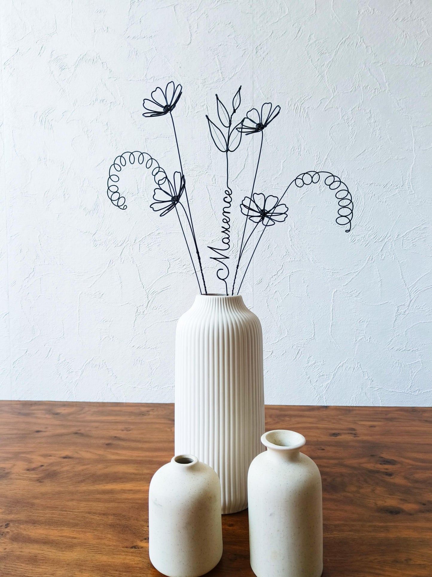 Fleurs en véritable fil de fer, bouquet de fleurs personnalisées, déco de table fil de fer, prénoms personnalisés, garantie à vie, cadeau