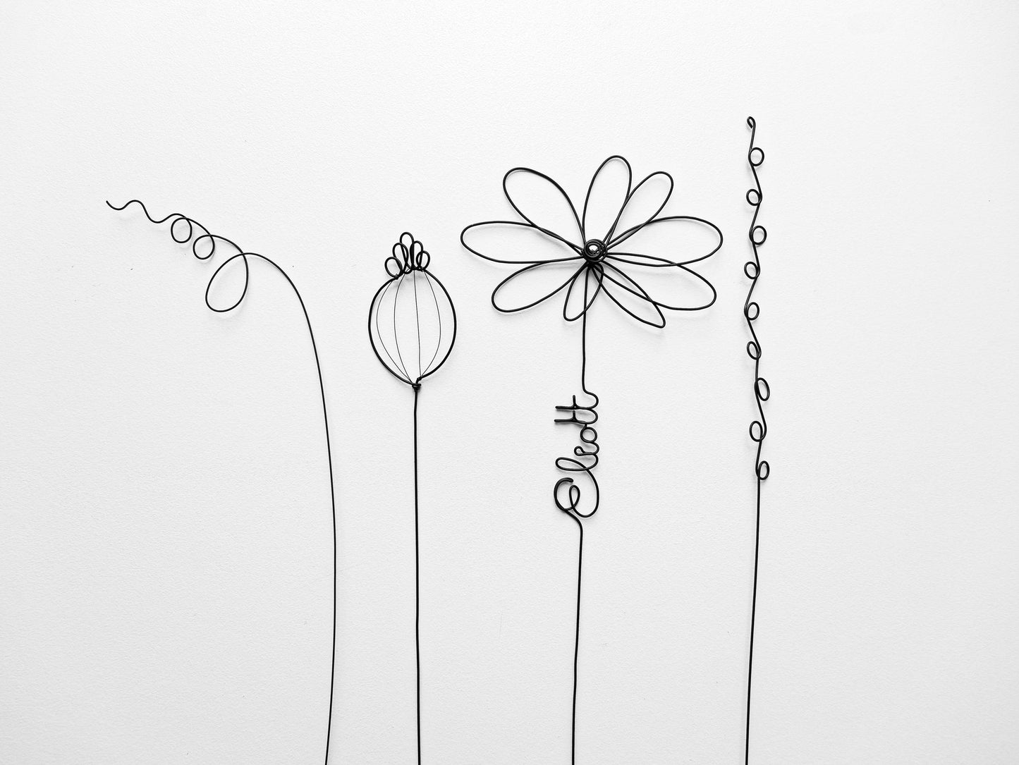 Fleurs en véritable fil de fer, bouquet de fleurs personnalisées, déco de table fil de fer, prénoms personnalisés, garantie à vie, cadeau