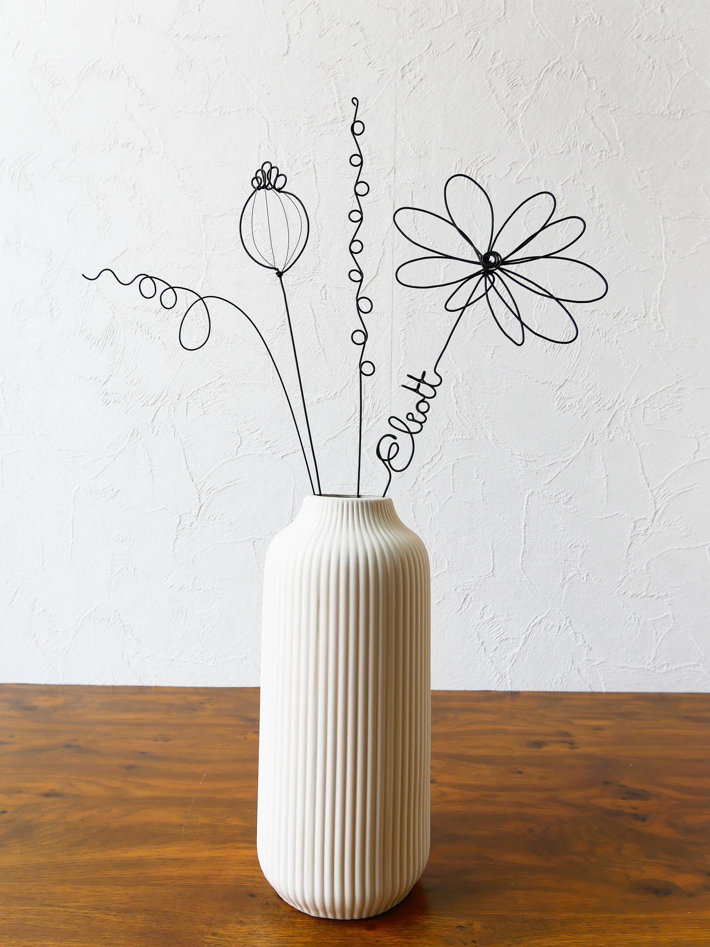 Fleurs en véritable fil de fer, bouquet de fleurs personnalisées, déco de table fil de fer, prénoms personnalisés, garantie à vie, cadeau
