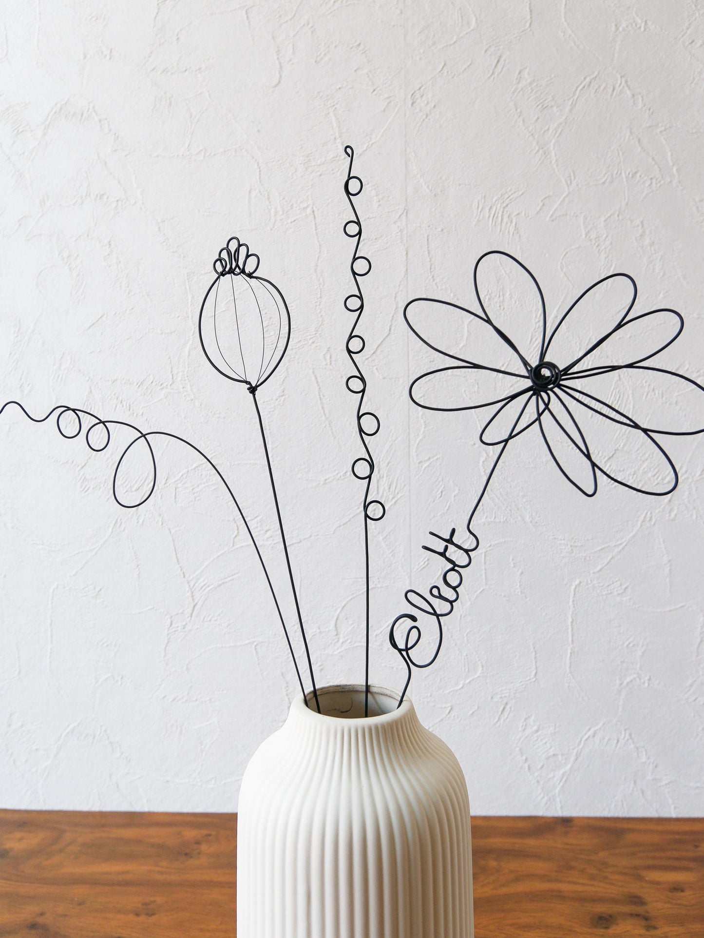 Fleurs en véritable fil de fer, bouquet de fleurs personnalisées, déco de table fil de fer, prénoms personnalisés, garantie à vie, cadeau
