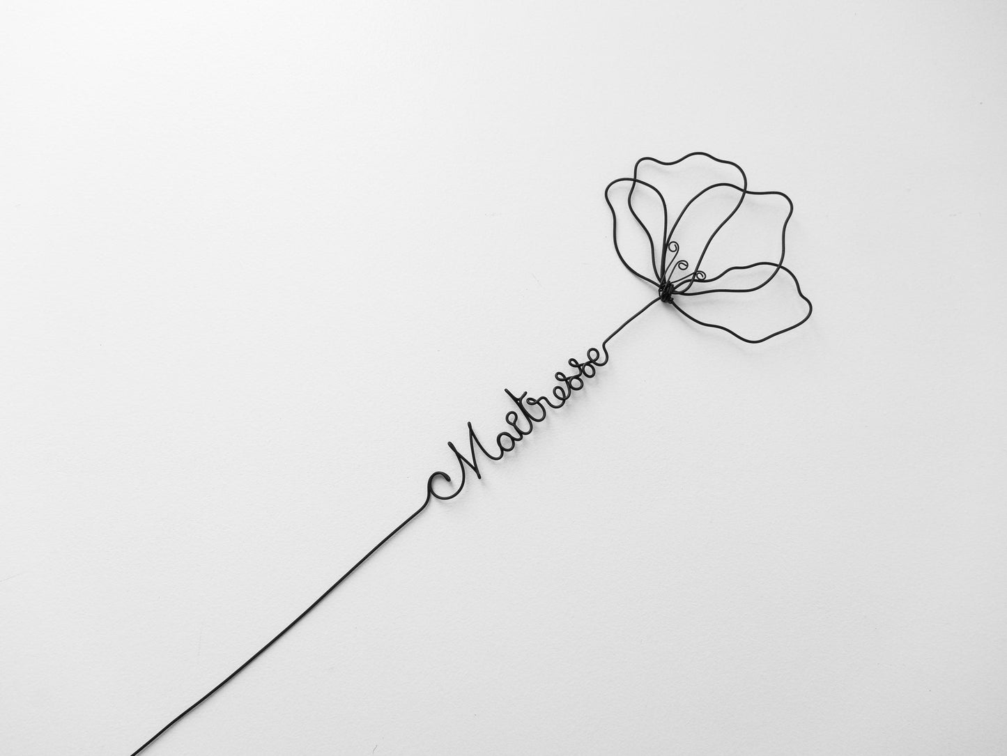 Coquelicot personnalisée en véritable fil de fer incassable, prénom personnalisé, cadeau Fêtes des Mères Maman Mamie Maîtresse Nounou Atsem