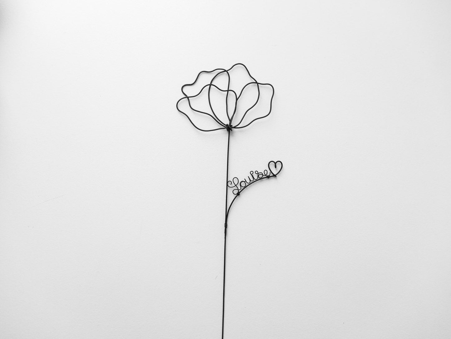 Coquelicot personnalisée en véritable fil de fer incassable, prénom personnalisé, cadeau Fêtes des Mères Maman Mamie Maîtresse Nounou Atsem