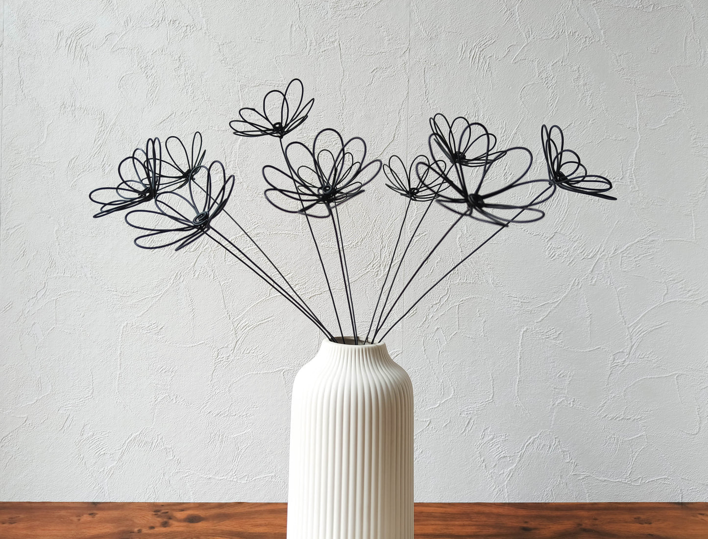 Bouquet de 11 fleurs en fil de fer recuit marguerite, décoration fleurs séchées, vase floral , déco bohème nature, capucine, pâquerette