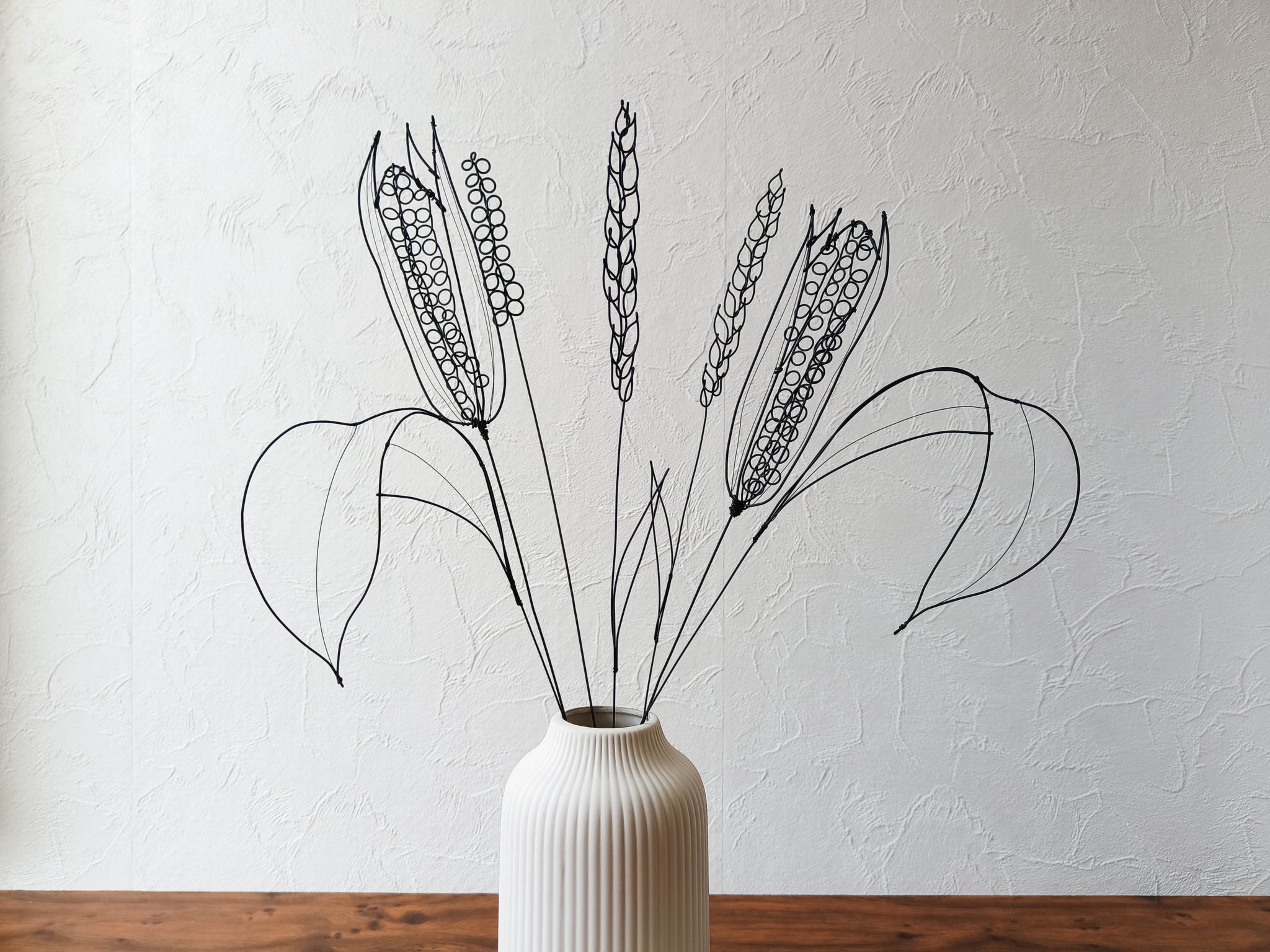 Bouquet de fleurs en fil de fer recuit paysan blé et maïs, fleurs vase floral, décoration floral, déco bohème nature, blé sauvage, cadeau