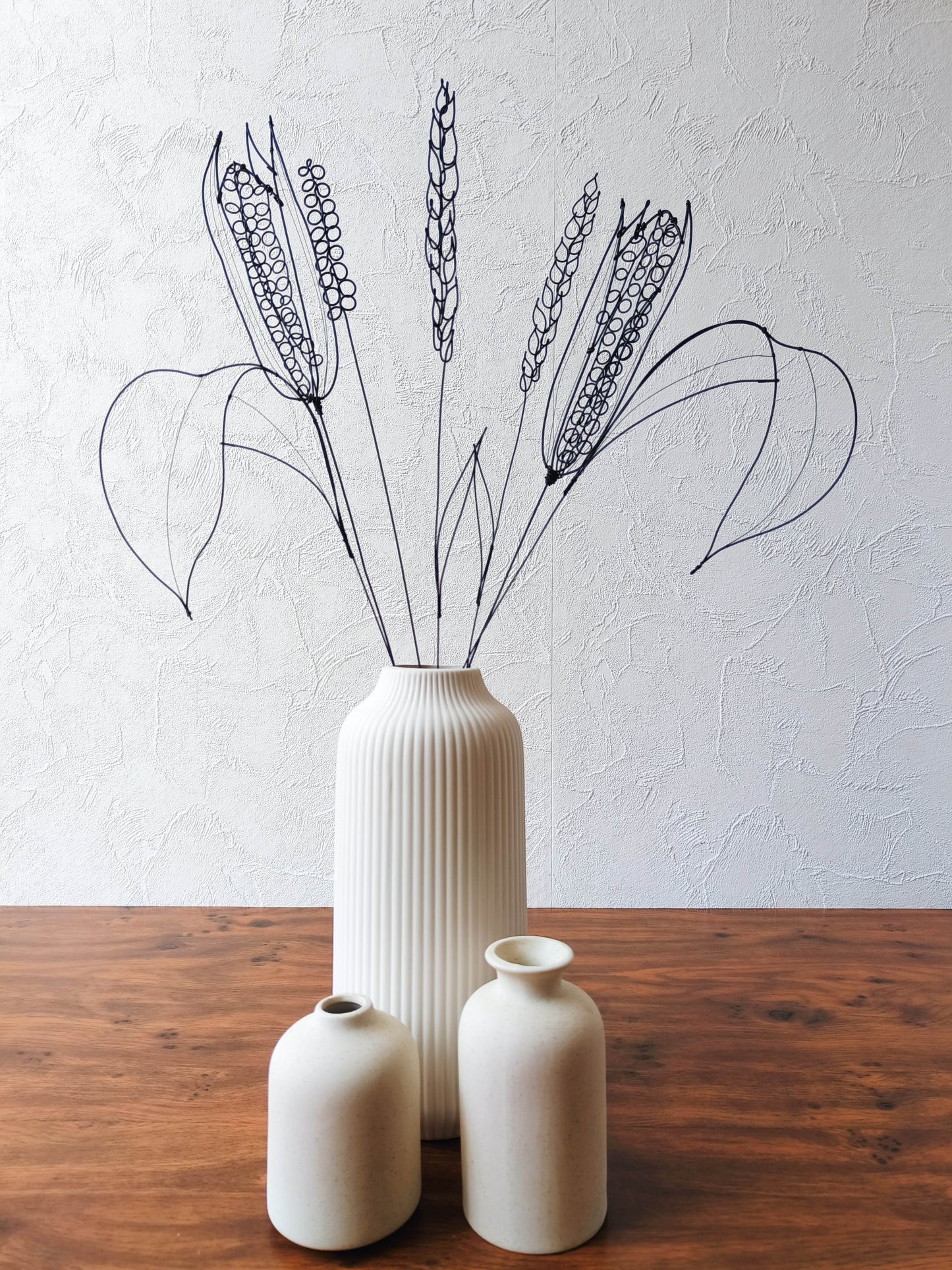 Bouquet de fleurs en fil de fer recuit paysan blé et maïs, fleurs vase floral, décoration floral, déco bohème nature, blé sauvage, cadeau