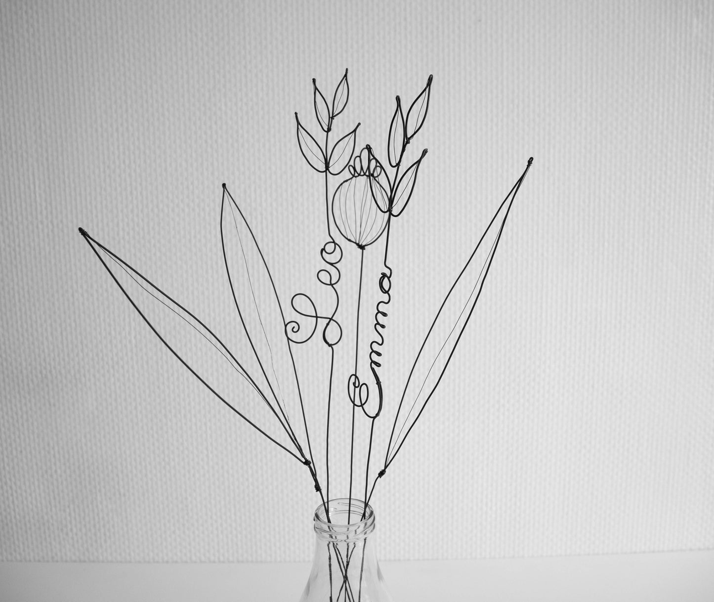 Flowers in Genuine Wire, Personalized Flower Bouquet, Wire Table Decor, Custom Names, Lifetime Guarantee, Gift