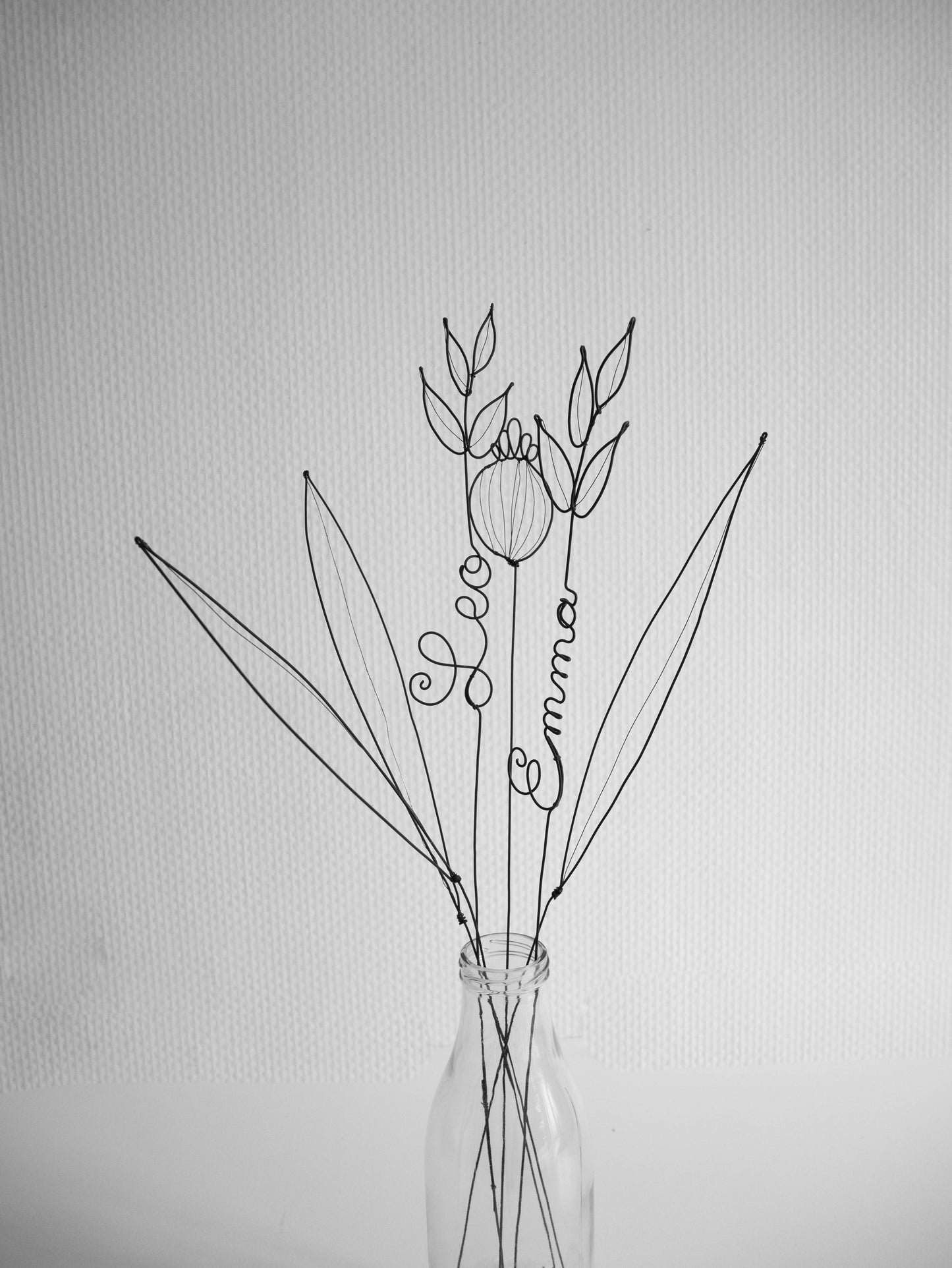 Flowers in Genuine Wire, Personalized Flower Bouquet, Wire Table Decor, Custom Names, Lifetime Guarantee, Gift