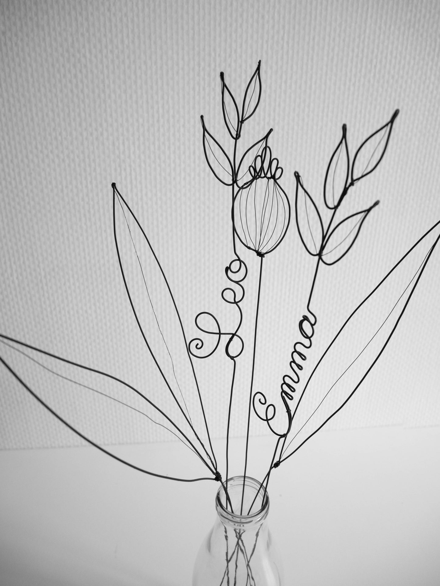 Flowers in Genuine Wire, Personalized Flower Bouquet, Wire Table Decor, Custom Names, Lifetime Guarantee, Gift