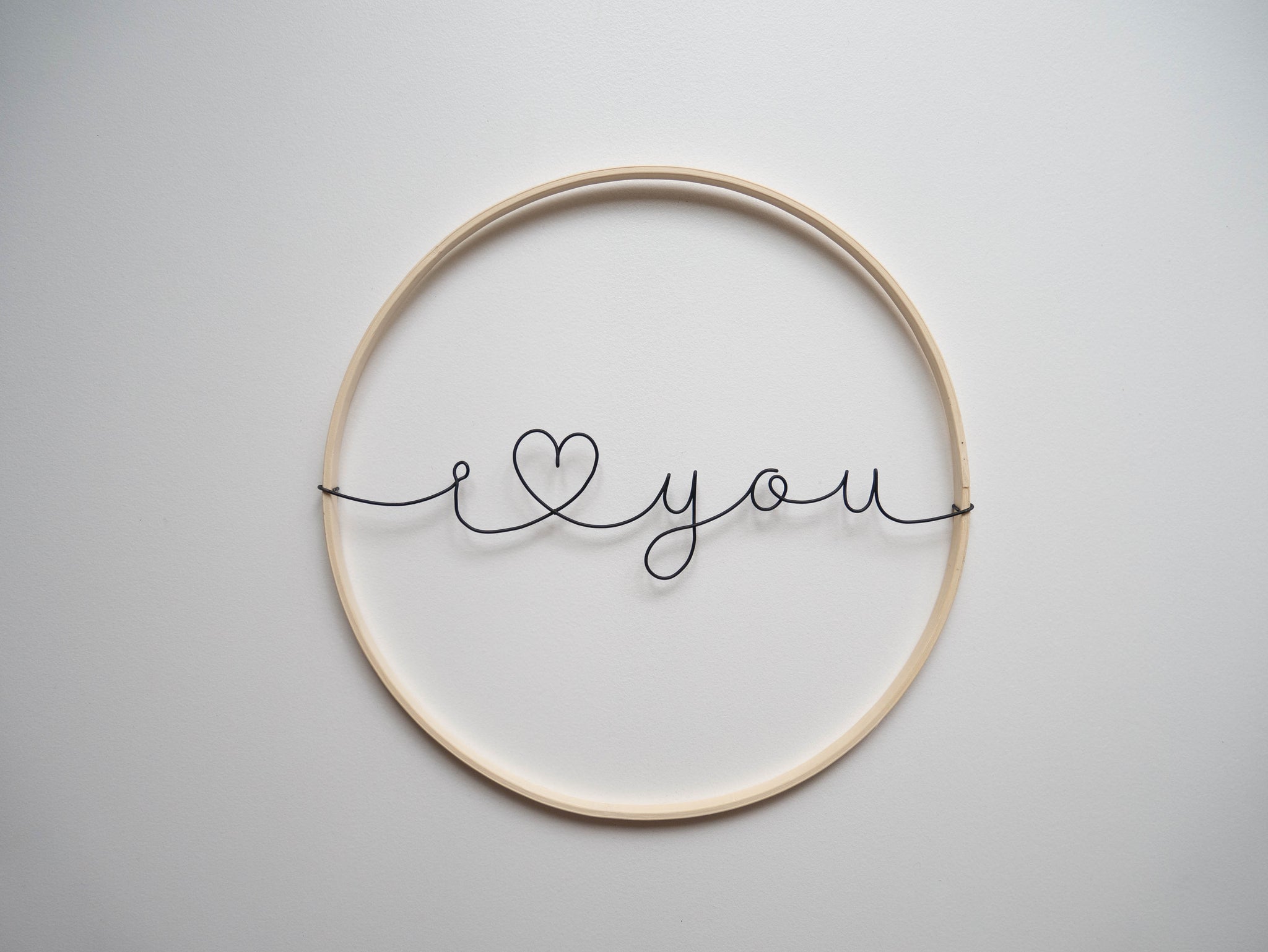 Couronne I love you en Fil de Fer Recuit, Décoration Murale Personnalisée, Phrase Murale Artistique Accueil Chaleureux, Plaque de porte