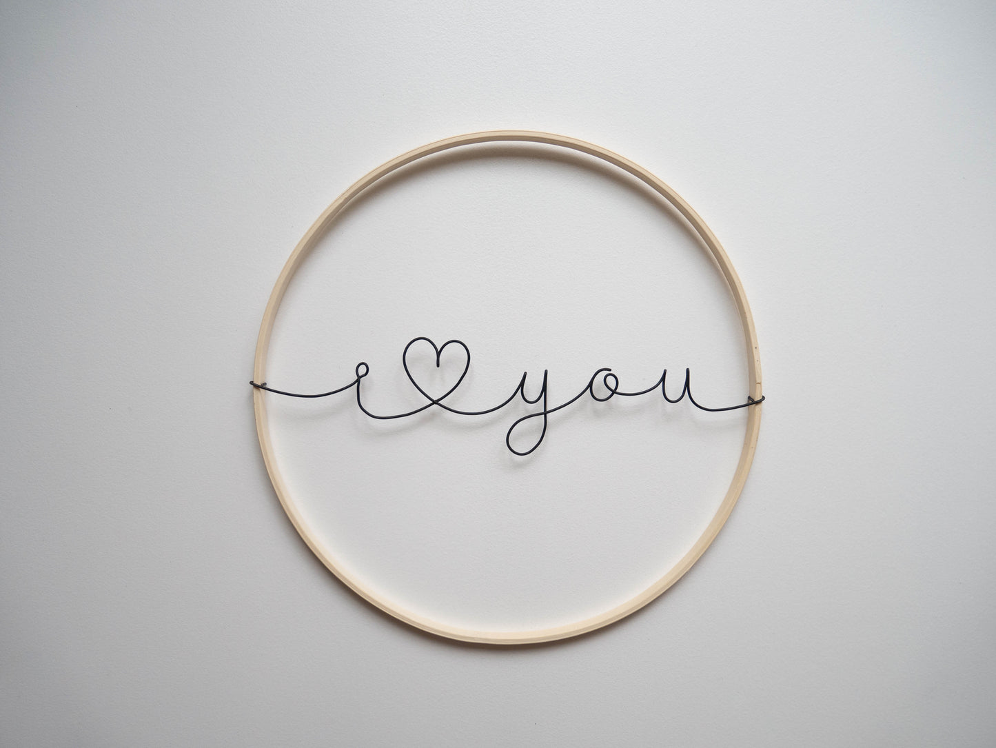 Wreath I love you in Annealed Wire, Personalized Wall Decoration, Artistic Wall Phrase Warm Welcome, Door plaque