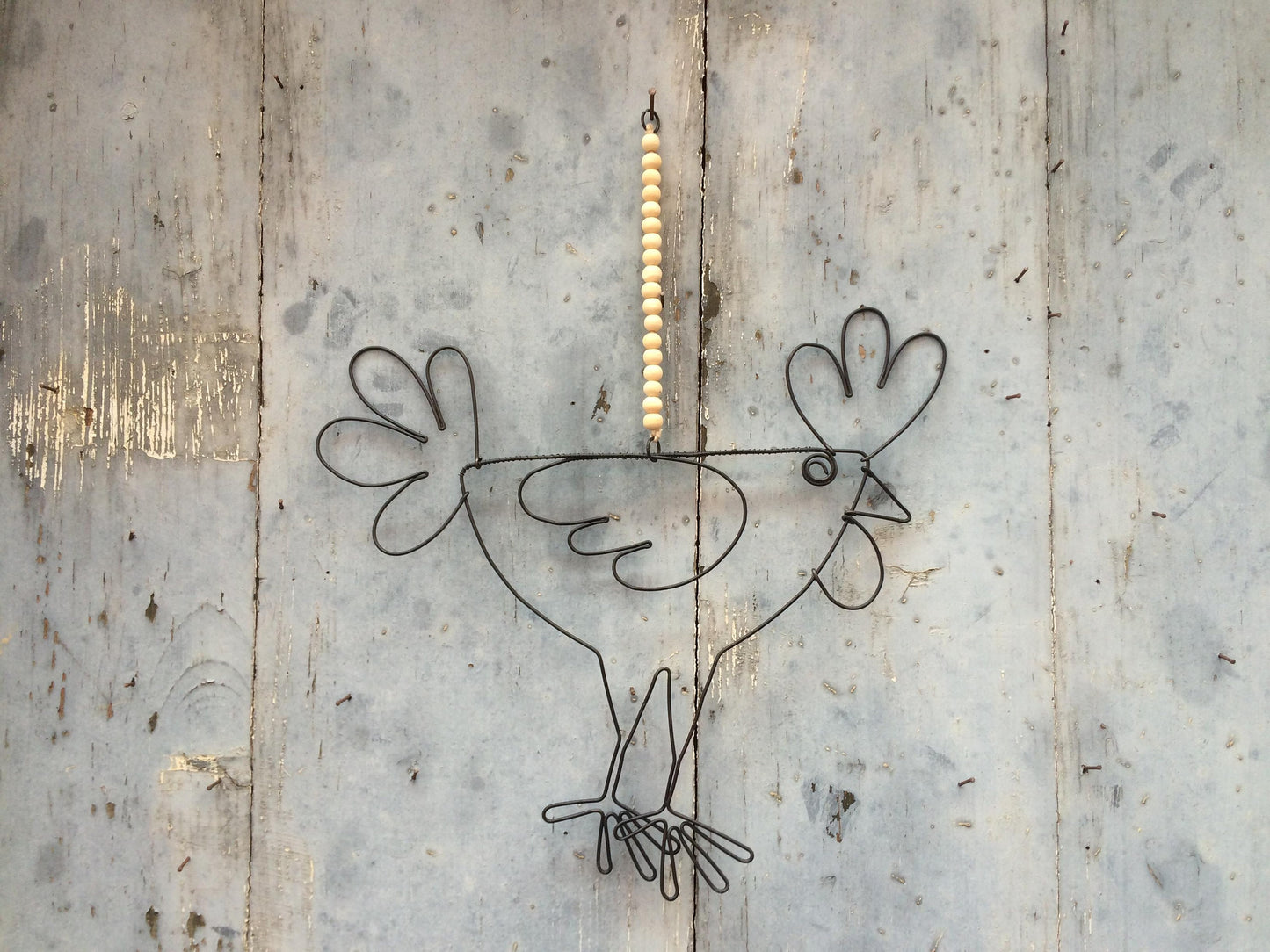 Rooster Decorative hen to hang, wall decoration in annealed wire, fabric, interior decoration gift, nature chicken, chicken