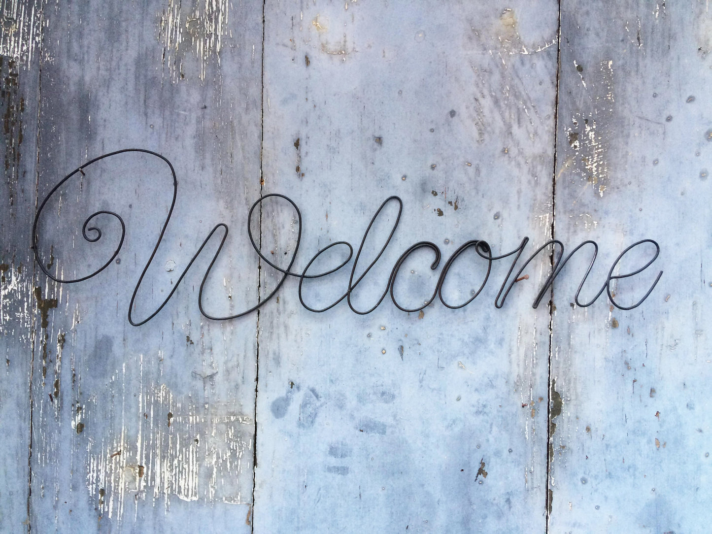 Welcome wire word, wall decoration, wire writing, message, wire phrase, wire quote, wire sculpture