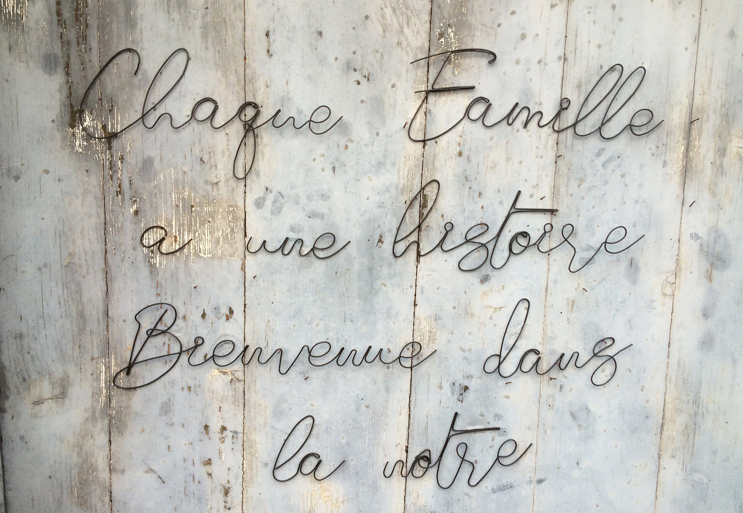 Family wire wall quote, happiness message, wire phrase, wire quote, every family has a story, wall decoration